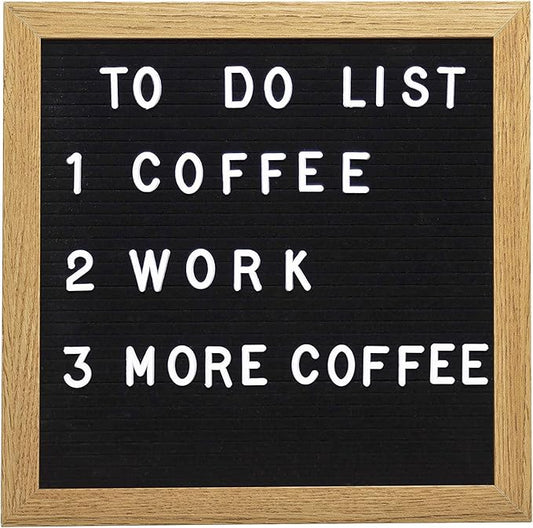 Pearhead Natural Wood And Black Felt Classic Letter Board Set, Includes 294 White Letters, Modern Reusable Message Board, Gender Neutral Photo Prop, Nursery And Home Decor, 10" x 10"