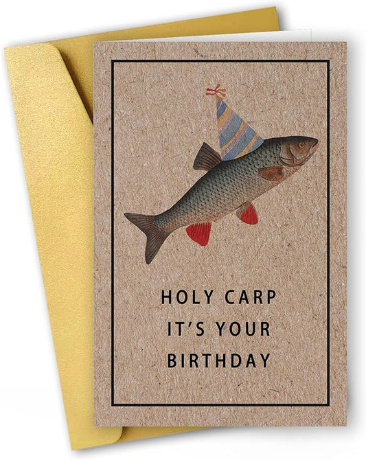 Cute Carp Fish Birthday Card for Men Women, Funny Fishing Pun Birthday Card for Friends, Humorous Carp Pun Birthday Card, Cute fishing Birthday Gift For Fishing Enthusiasts