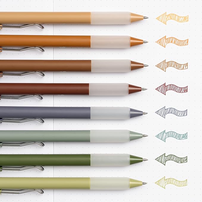 BLIEVE Gel Pens - Earthy, Matte Finish, Smooth Writing, No Bleed - For Journaling, Bible Notes, Drawing - Cute School Supplies, 8 Pack