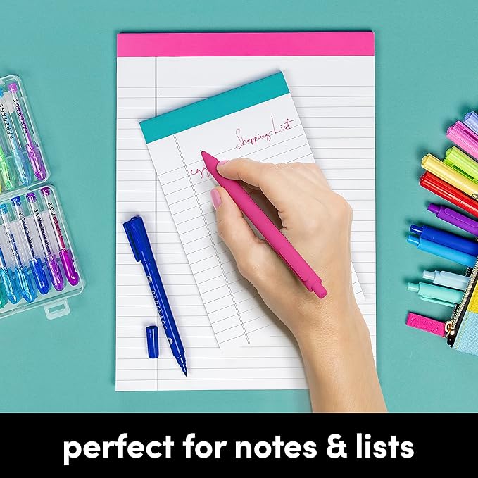 PAPERAGE Lined Legal Pads, (Rainbow), 12 Pack Note Pads, 50 Sheets Each, Wide/Legal Ruled, Note Pads, Paper, 5 inches x 8 inches