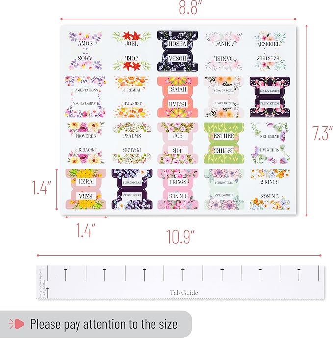 Mr. Pen- Bible Tabs, 120 pcs, Floral Design, Laminated Bible Tabs for Study Bible, Bible Tabs Old and New Testament Bible Book Tabs, Bible Tabs for Women, Tabs for Bible, Bible Index Tabs