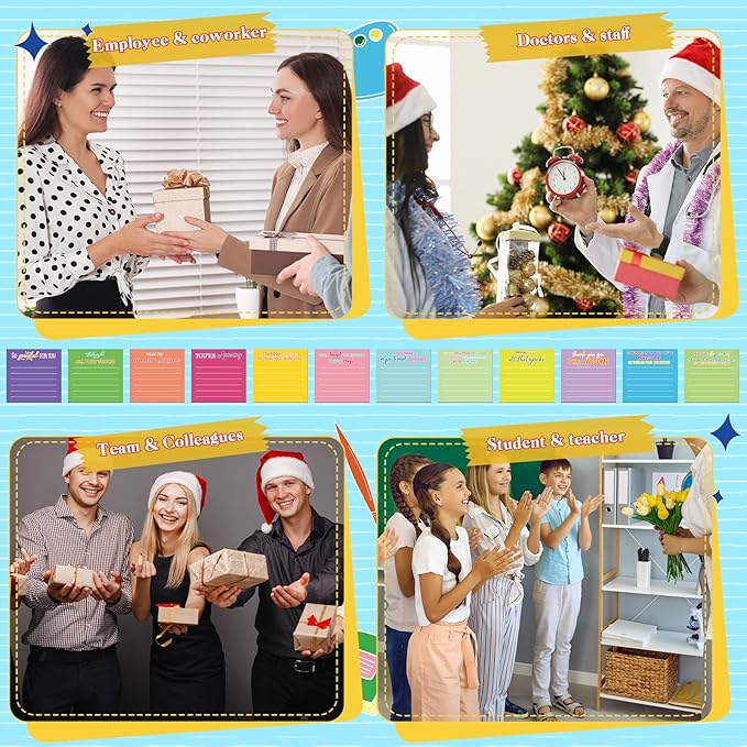 Yinder 24 Pcs Employee Appreciation Sticky Notes Thank You Gifts Bulk Note Pads with Sayings Teacher Gift Mini Pocket Inspirational Notepads for Coworker Office Supply 3 x 3''(Bright,Thanks)