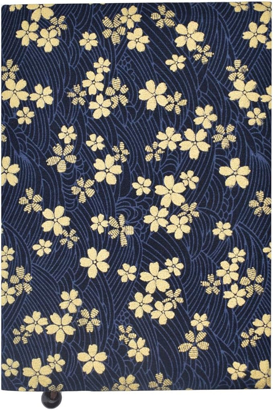 BLBMH A5 Book Cover for Paperbacks- Adjustable Fabric Book Sleeve Cover Protector Fit for 5.5x8.2 inch Hardcover Softcover Book Novels Notebook -Blue Cherry Blossoms