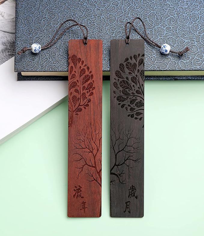 Wooden Bookmark Engraved Book Mark Vintage Style Best Unique Gifts Set for Book Lovers,Women,Men,Teacher,Birthday Present