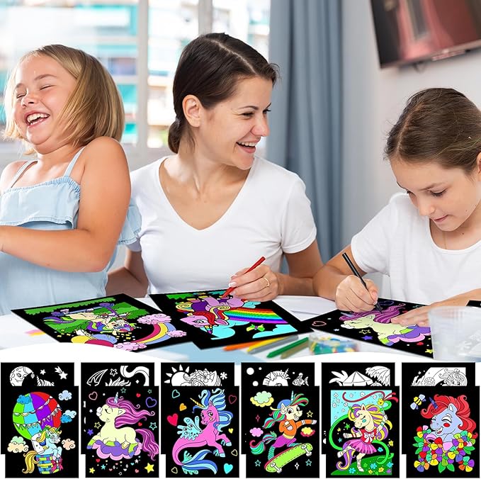 Zhanmai 48 Pcs Little Horse Velvet Coloring Posters for Kids Fuzzy Felt Coloring Sheets Pages DIY Craft Project for Adults Family Time to Color and Share