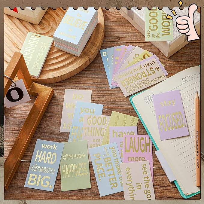 Jinei 300 Inspirational Affirmation Cards Positive Motivational Cards Small Mini Encouragement Quotes for Women Mother's Day Church(Gilded Style)