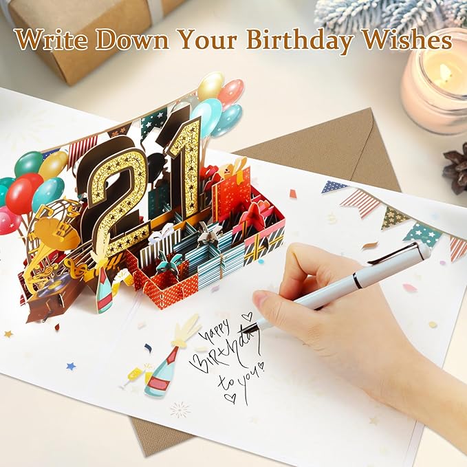 21st Birthday Card for Girls Boys, 3D Pop Up 21st Birthday Gifts Cards, Happy 21 Birthdays Decorations for 21 Year Old Son Daughter, Funny Back In 2004, Classy Vintage