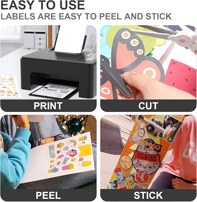 OausTect Full Page Labels 8.5 X 11 Sticker Paper for Laser & Inkjet Printer Printable Permanent Adhesive Mailing Shipping Address Label, Matte White, 100 Sheets -100 Labels (8165/5165)