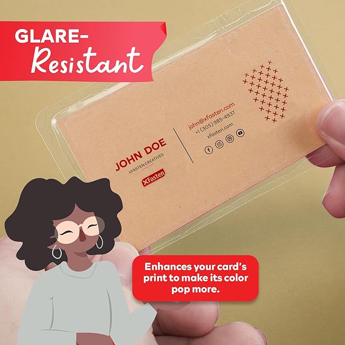 XFasten Self-Sealing Laminating Pouches Business Card Size, 9.5 Mil and Hard Self Laminating Business Cards Pouch (Pack of 25)