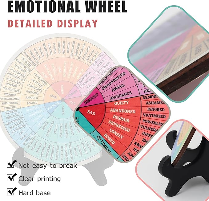 Feelings Wheel, Double-Sided Emotion Wheel with Stand, Counseling Office Must Have, Feelings Wheel Suitable for Therapy Office Decor School Counseling Office Must Have (ML, 1)