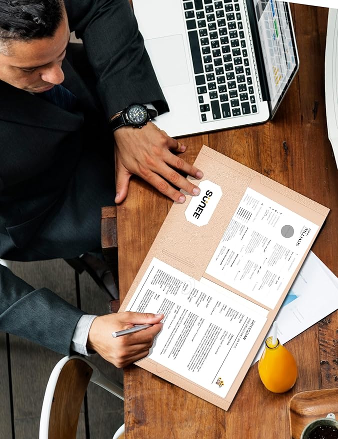 SUNEE Folders with Pockets (25 Pack, Earthy Orange), 2 Pocket Folders Fit Letter Size Paper, Paper File Folder for School Office Home Business, Textured Paper