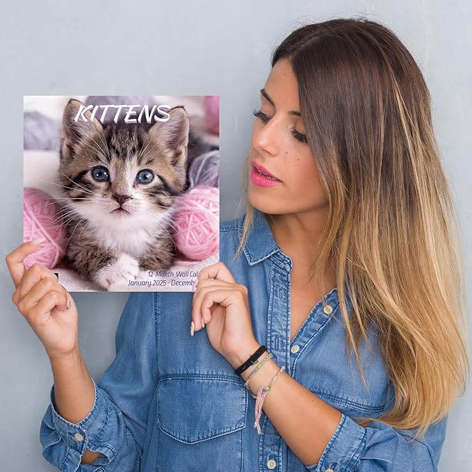 2025 Wall Calendar,Calendar 2025,Kittens Monthly Wall Calendar, 12" x 24" Open,Family Planner Calendar Organizer with baby kittens Images, for Kitty Cat Lovers