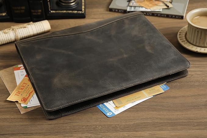 Personalized Leather Padfolio for Lefty, Business Portfolio Binder with Notepad Holder, Legal Pad Portfolio Folder for Men/Women - Grey