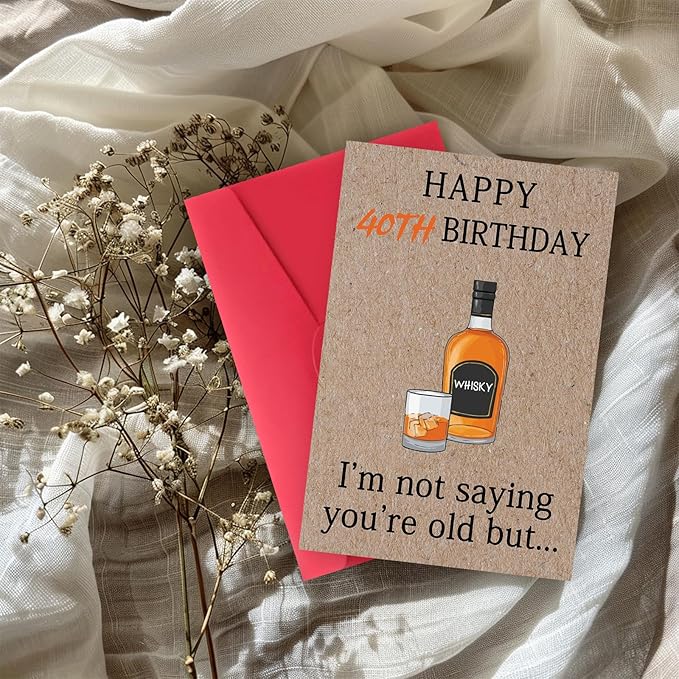 Funny 40th Birthday Gifts Women Men, Happy 40th Birthday Card for Him Her, Forty Gifts for Men Women, 40 Years Old Bday Decorations
