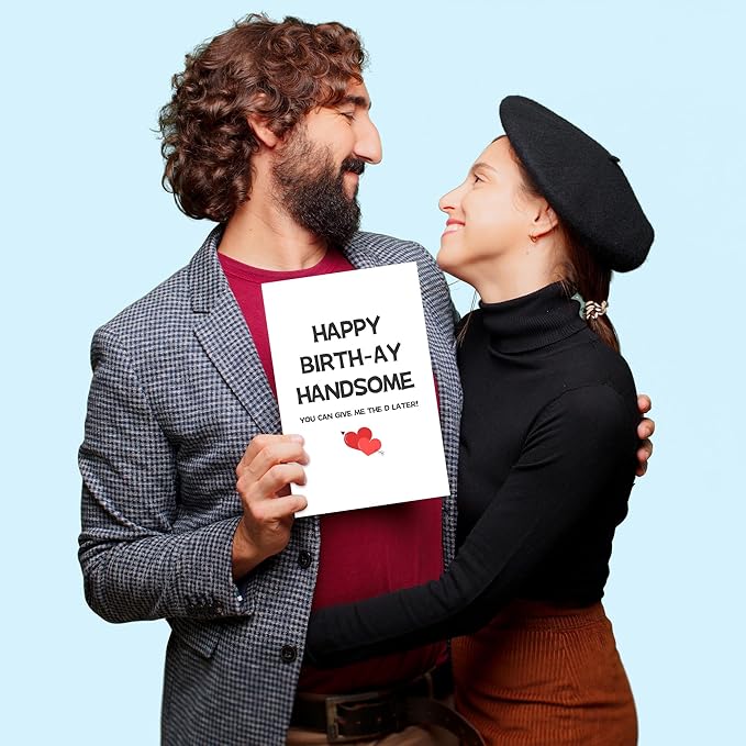 Heollaok Funny Birthday Card for Husband Boyfriend Fiance, Naughty Birthday Card for Him, Rude Birthday Cards for Men, Happy Birthday Handsome