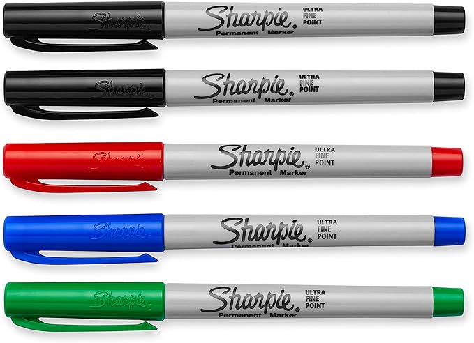 Sharpie 37675PP Permanent Markers, Ultra Fine Point, Assorted Colors, 5 Count