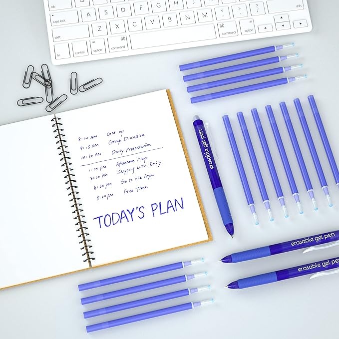 Vanstek 12 Blue Erasable Gel Pen Refills, Gel Ink Refills Compatible with FriXion & Friction Erasable Pens, Fine Point 0.7 mm, Perfect for Writing Planner & Crossword Puzzles