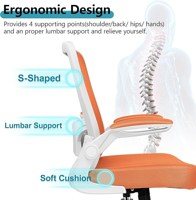 FelixKing Office Chair, Ergonomic Desk Chair Breathable Mesh Chair with Adjustable High Back Lumbar Support Flip-up Armrests, Executive Rolling Swivel Comfy Task Computer Chair for Home Office
