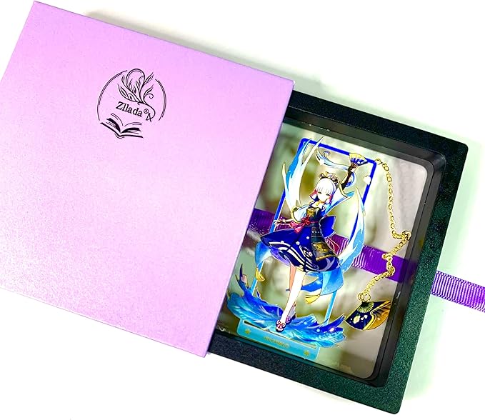 Metal Bookmarks - Genshin Impact Ayaka Bookmarks Tabletop Decoration with 3D Display Box - Perfect Birthday Gifts for Book Lovers