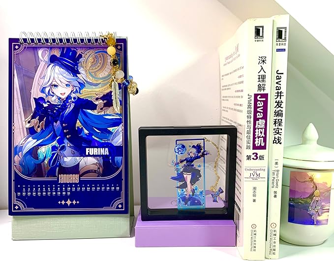 Genshin Impact Furina Metal Bookmark - Anime Figure Merch with 3D Display Box - Birthday Gifts for Fans Friends Gamer Book Lovers - Zllada