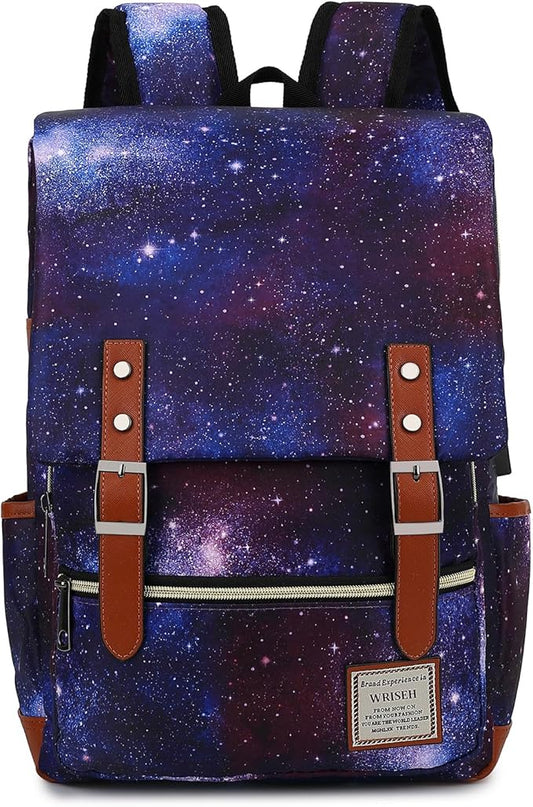 Vintage Travel Laptop Backpack with USB Charging Port, Business Outdoor Sports Bag for Men Women..(Starry Sky)