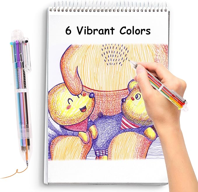 DAIKOYE Ballpoint Pens 24 PCS 0.5mm 6-in-1 Multicolor Ballpoint Pens School Supplies Birthday Party Favors Gifts for Kids Students