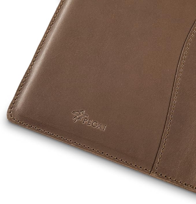 PEGAI Handmade 100% Leather Padfolio, Legal Pad Organizer for Business School Office Conference, Heavy Duty Full Grain Cow Hide Resume Interview Folio, Amazing Gift Idea | Marshall (Iphitos Sand)