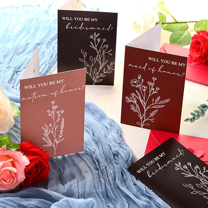 Spakon 16 Pcs Will You Be My Bridesmaid Cards with Envelopes Watercolor Greenery Floral Bridal Proposal Maid of Honor Matron of Honor Invited Favor for Bridal Shower Wedding (Classic Styles)