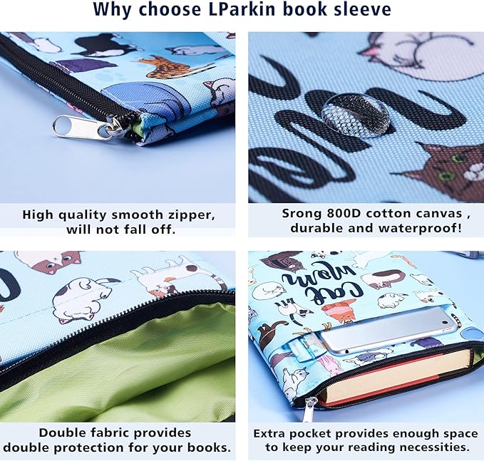 Book Sleeve for Book Lovers, Bookish Book Protector, Book Covers for Paperbacks, Washable Fabric, Book Sleeves with Zipper, Medium 11 Inch X 8.7 Inch