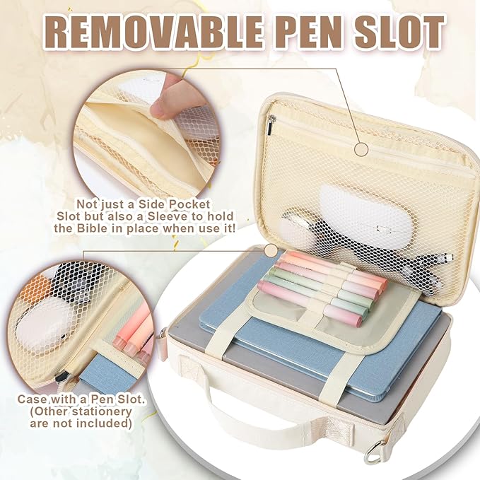 Silkfly Large Chenille Letter Bible Cover for Women Preppy Patch Bible Case Church Bible Bag with Handle(White)