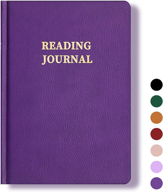 Reading Journal Book Lovers Gifts Book Journal Hardcover Leather For Readers Review and Track Your Reading with 65 Book Reviews, 5.8”x8.3”,DarkPurple