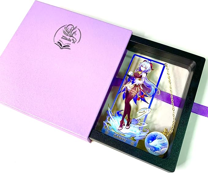 Metal Bookmarks - Genshin Impact Ganyu Bookmarks with 3D Display Box - Perfect Birthday Gifts for Book Lovers