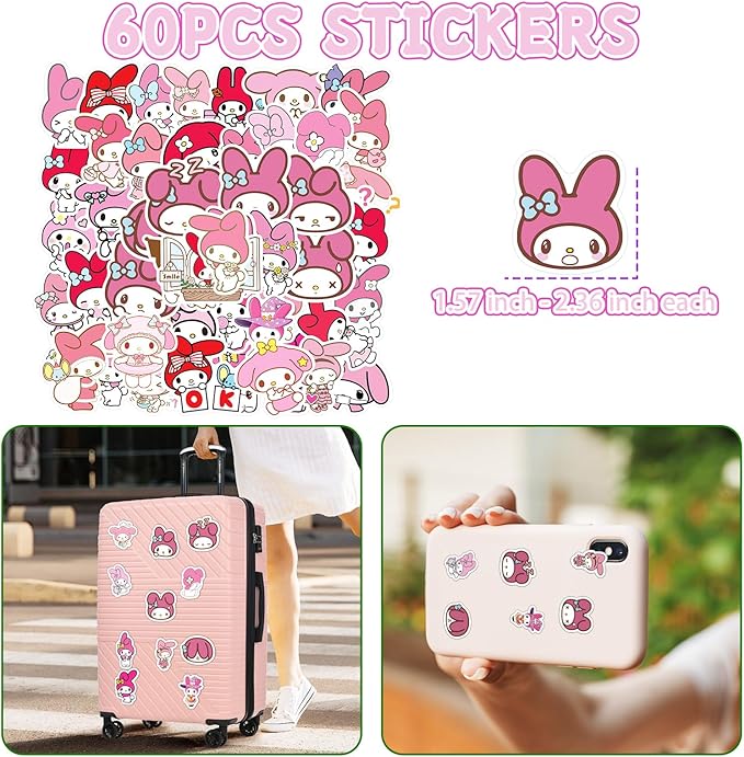 Cute School Supplies Anime Stationery Gift Set Includs Gel Pens, Journal Notebook, 50 Stickers, Pencil Case, Kawaii Stationery Set, Back to School Gift(Pink)