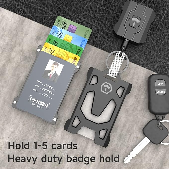 Retractable Keychain Badge Holder with Belt Clip, Heavy Duty Carabiner ID Badge Clip Reel, 31.5” Steel Retractable Cord, 10 oz Rebound，Black-1 Pack (with 1 Badge Clip)