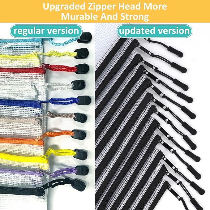 12pcs Mesh Zipper Pouch Bags, A3 Puzzle Bag for Organizing, File Bags Storage Bag, Board Games and Office Supplies