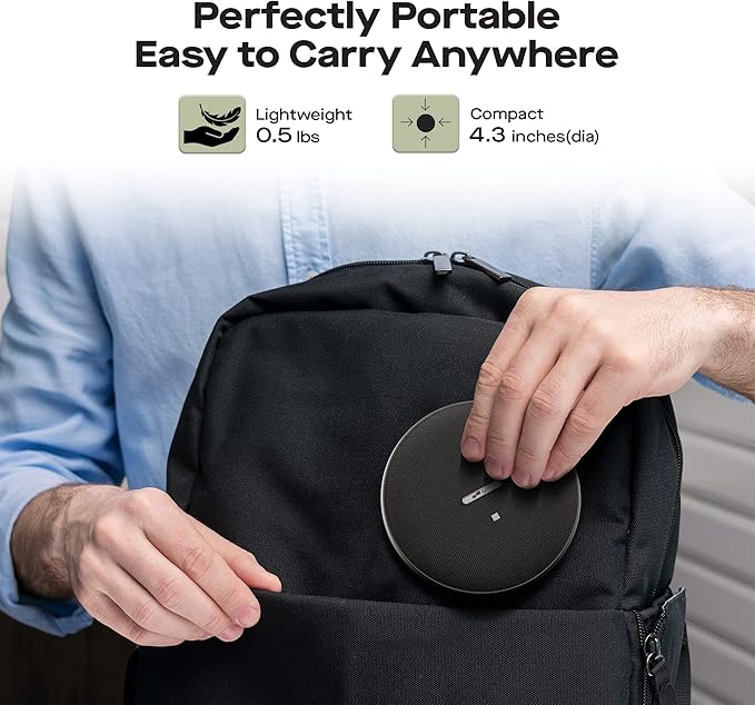 MP Mobile Pixels Bluetooth Conference Speakers with 4 Microphone, 13ft Omnidirectional Voice Pickup, USB-C Plug&Play，Noise Reduction, Compatible with Zoom/Teams/Skype/Google Meet