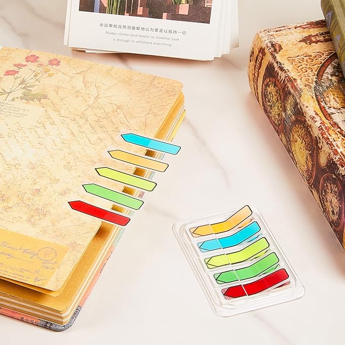 Teling 2000 Pcs Arrow Flags Arrow Tabs Flags Sign Here Tabs Arrow Stickers 5 Colors Sticky Flags Arrow Sticky Notes with Dispenser Easy to Post for Notary Books Paper