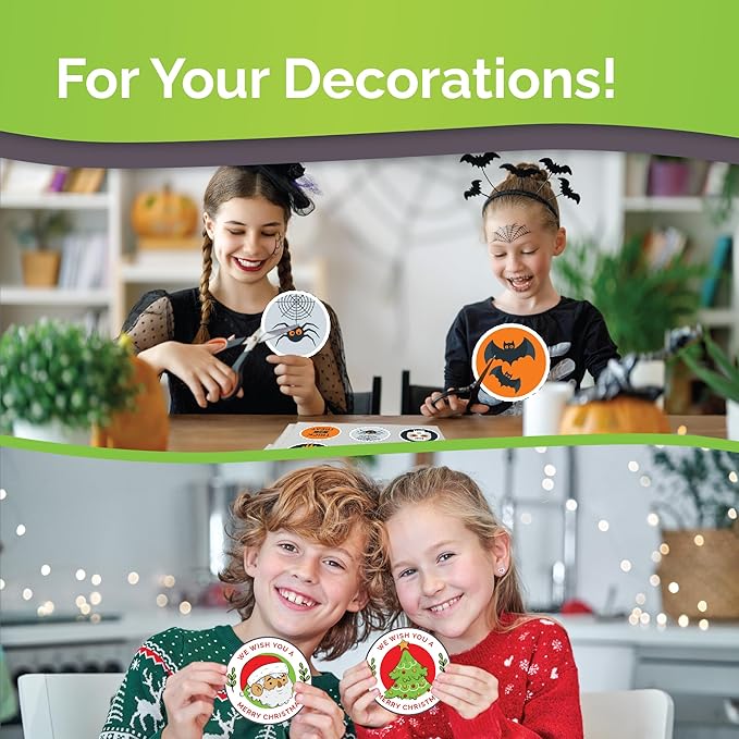 Premium Printable Vinyl Sticker Paper for Inkjet & Laser Printer - 34 Sheets Self-Adhesive Sheets Matte White Waterproof, Dries Quickly Vivid Colors, Holds Ink well- Tear Resistant