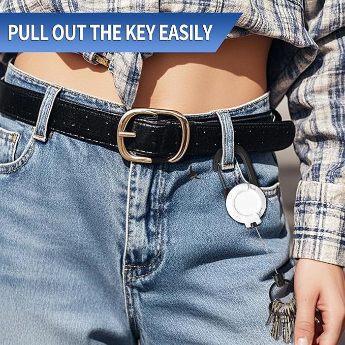 Heavy Duty Retractable Keychain,Multitool Carabiner Badge Holder,Tactical ID Badge Reel with 23.6” Steel Retractable Cord for Men and Women（Black and White Combo）