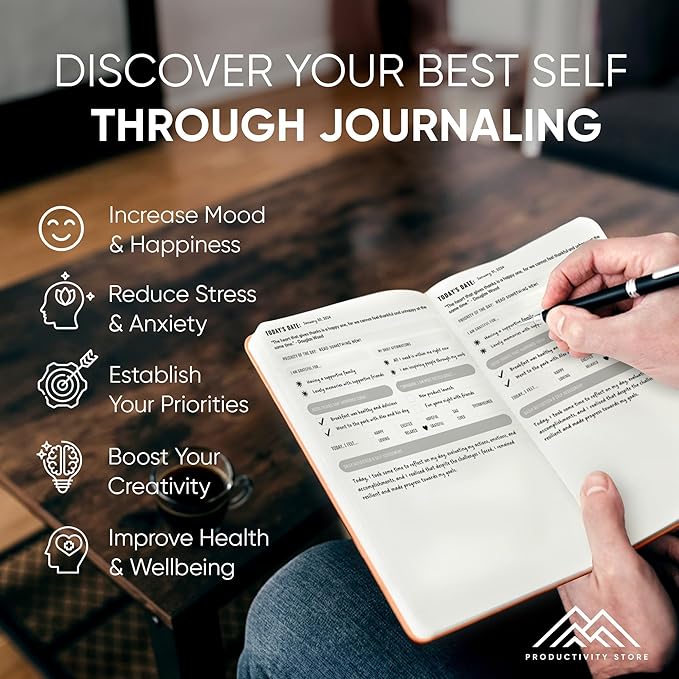 PRODUCTIVITY STORE Journal For Men & Women - Gratitude Journal, Mental Health & Self Care Journal For Women & Men - A5 - Navy