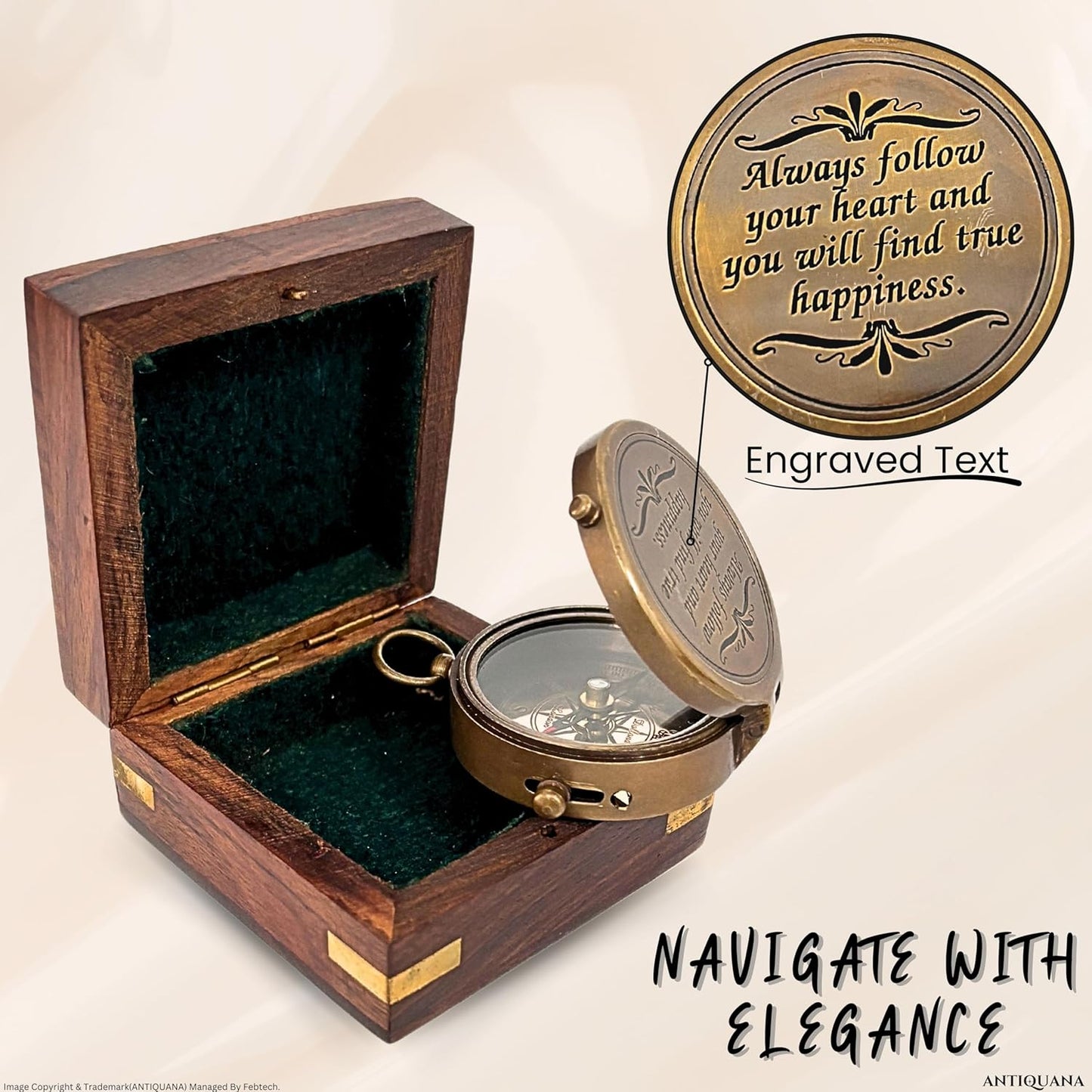 Brass Directional Engraved Compass, Baptism Gifts for Boys Girls, First Communion, Christian Gifts for Men, First Confirmation Gifts for Boys, Inspirational