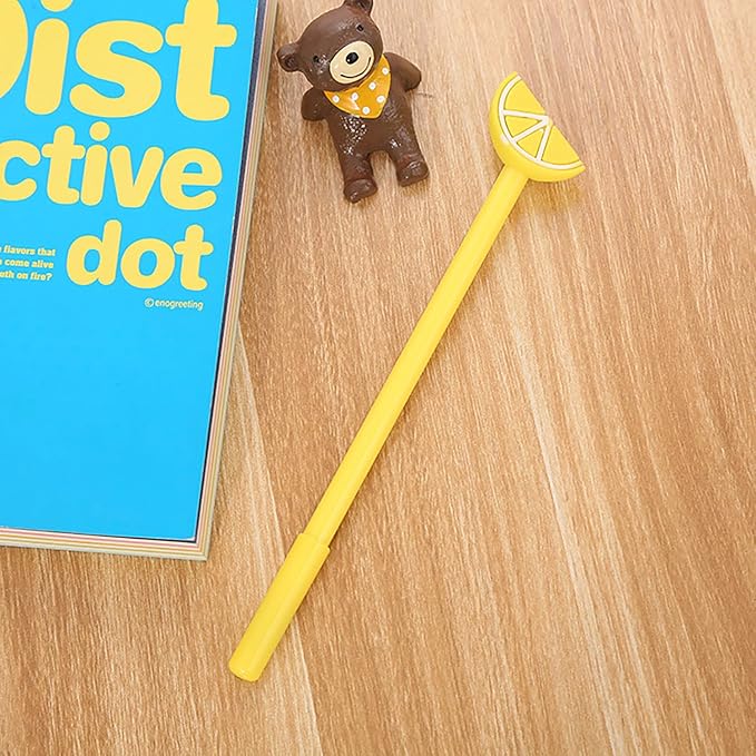 YYaaloa 30pcs Lemon Pens Cute Gel Ink Pens 0.5mm Black Ink Novelty Pens for Child, Women Coworkers Office School Home Wedding Bridal Shower Gifts Party Supplies (Cute Lemon 30pcs)