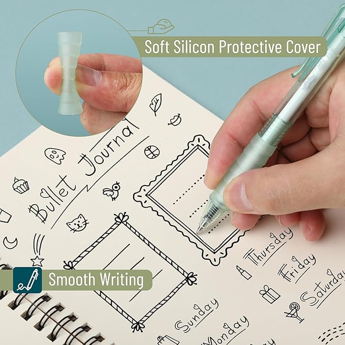 Mr. Pen- Gel Ink Pen Set, 12 pcs, Pastel Green Barrel, Black Ink Gel Pens Fine Point 0.5mm, One Highlighter, Gel Ink Pens, Cute Pens for Women, Aesthetic Pens for Journaling, Fine Tip Pens