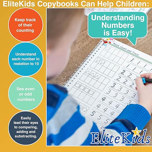 Teacher Designed Large 11x8.5in Reusable Handwriting Workbooks (Sight Word Copy Included)- Kids Learning Calligraphy, Magic Practice Copybook for Preschool, Kids Ages 3 to 8 (4 Pack)