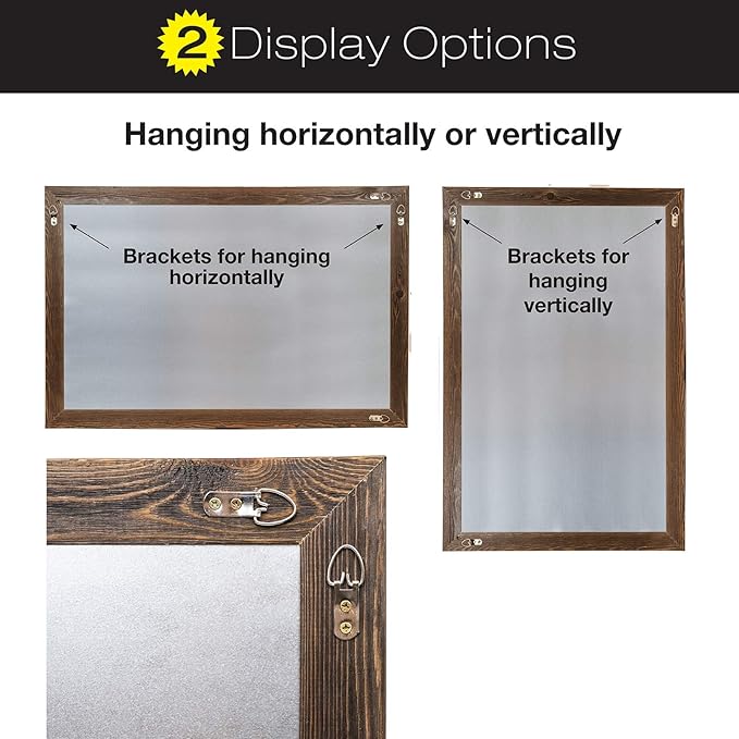 Excello Global Products Dry Erase Cork Board Combo: Magnetic White Board with Cork Bulletin & Rustic Wooden Frame for Home, School, Office - 24"x36"