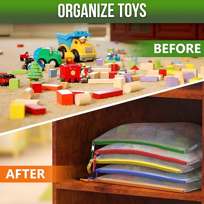 22 Pack Mesh Zipper Pouch Bags 10x14 inch - Plastic Zipper Pouches for Organizing - Document Bags With Zipper - Letter Size Zipper Pouch - Document Pouch With Zipper - Mesh Pouch With Zipper