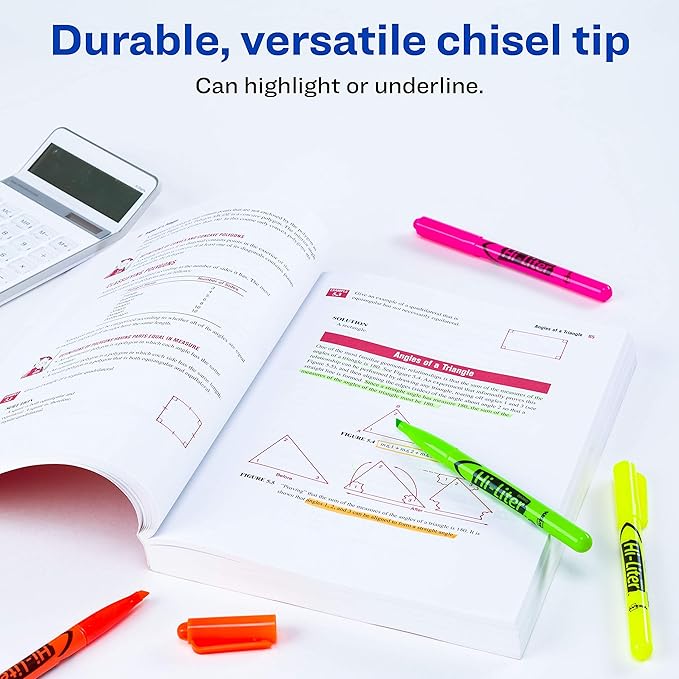 AVERY Hi-Liter Pen-Style Highlighters, Smear Safe Ink, Chisel Tip, 4 Assorted Color Highlighters (23545)
