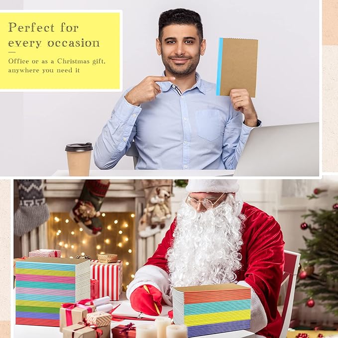 Handepo 100 Pack Kraft Composition Notebooks 60 Pages Ruled Lined Journals Soft Cover Kraft Notebook Bulk Travel Diary Journals Memo for Students Office School Supplies(Colourful,A5)