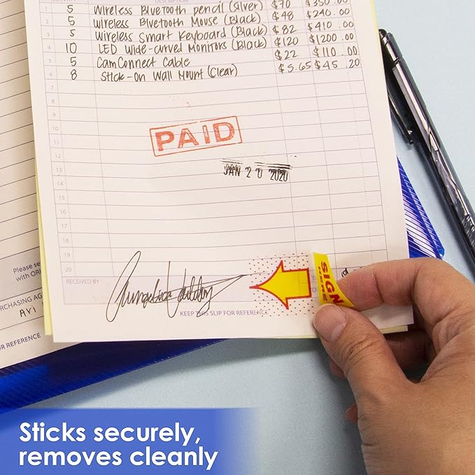 BAZIC Neon Page Markers Dispensers 1x1.7 Sign Here Neon Colored PET Arrow Flag Index Tabs, Page Bookmarks File Tab (50 Flags/Pack), 24-Packs