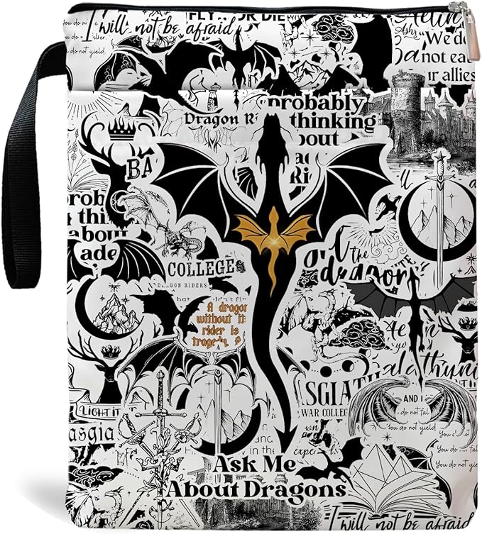 Romantasy Dark Academia Dragons Book Sleeve, Fantasy Novel Reader Gift, Bookish Gifts, Book Inspired Gift, Paperback Book Protector Book Cover Dragons Lovers Book Gifts (Dragons Book-Beige2)